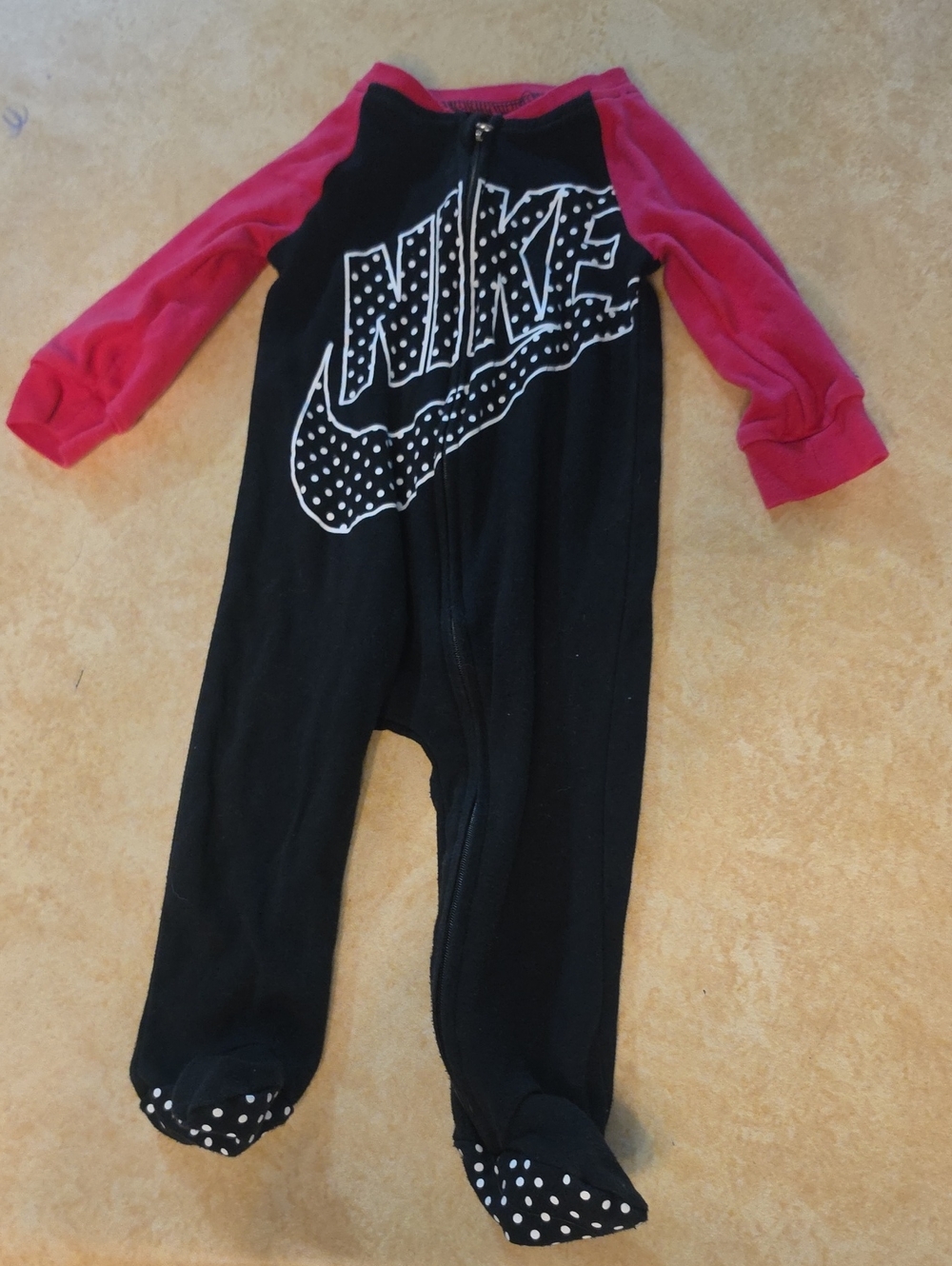 Nike Black One-Piece Footie with Pink Sleeves